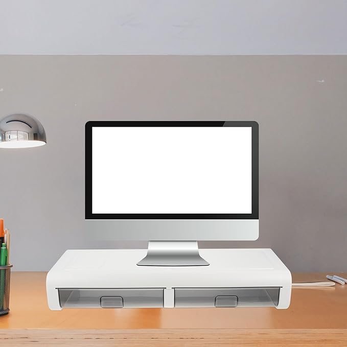 Monitor Riser Stand with Transparent Black Drawer Sturdy Computer Holder Desk Organizer for Home Dorm Office Practical Heighten Stand for Monitor and Laptop