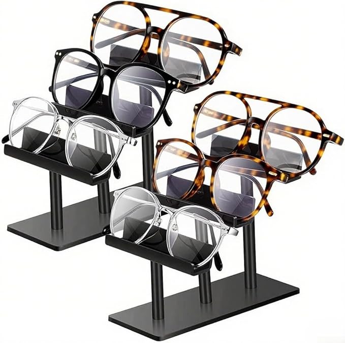 Set Of Two 3 Tier Acrylic Sunglasses Display Stands For Organized And Accessible Eyewear Storage Solutions(black)