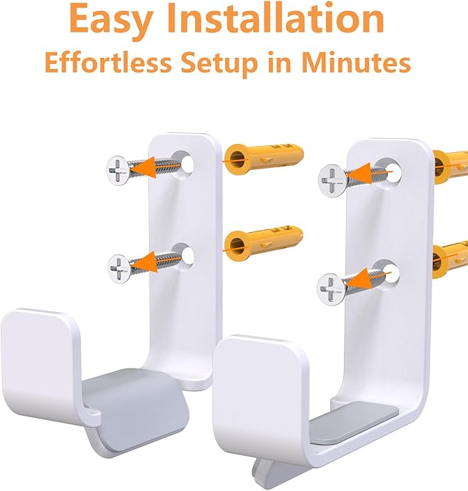 2PCS Ironing Board Holder Wall Mount White, Stainless Steel Ironing Board Hanger for Laundry Room, Adjustable Distance Holder Hook