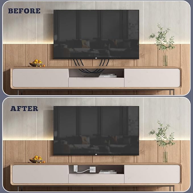 Recessed Outlet Box,in Wall Cable Concealer Kit with Brush Wall Plate、Socket、Electrical Box，9ft Cord– Easy, Safe Cable Management for Organized TV and Home Theater Systems