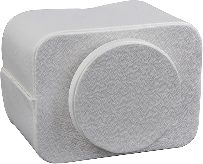 HofferRuffer Spinning Remote Control Holder, Remote Caddy, 360 Degrees Rotatable Remote Control Organizer, Desktop Organizer Caddy Holder, PU Faux Leather (White)