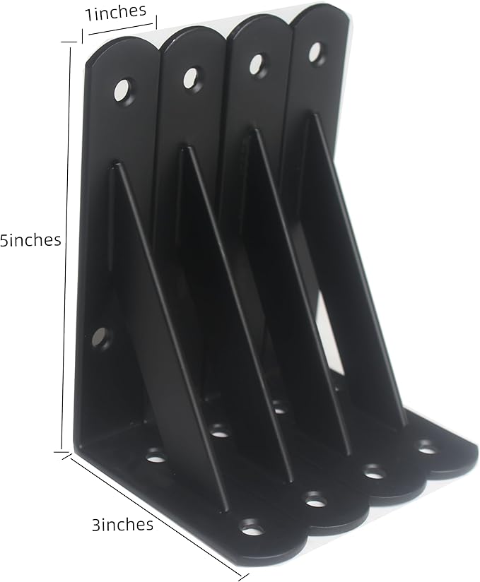 20 Pack L5 x H 3" Black Heavy Duty Shelf Brackets with Screws Metal Shelf Brackets Shelf Support Angle Brackets for Shelves L Brackets Heavy Duty Floating Shelf