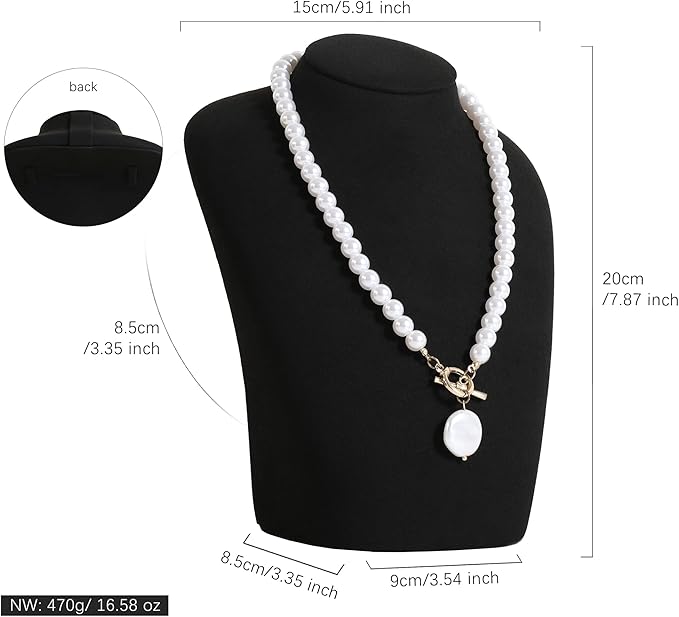 GemeShou Black necklace hanger jewelry organizer, Velvet jewelry stand necklace holder, jewelry mannequin bust for necklaces, Jewelry boutique store photography props【Black-Medium height 7.87 inch】