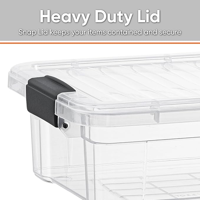 Superio Clear Storage Boxes with Lids, 4.5 Quart Plastic Container Bins for Organizing, Stackable Crates, BPA Free, Non Toxic, Odor Free, Organizers for Home, Office and Dorm, 6 Pack