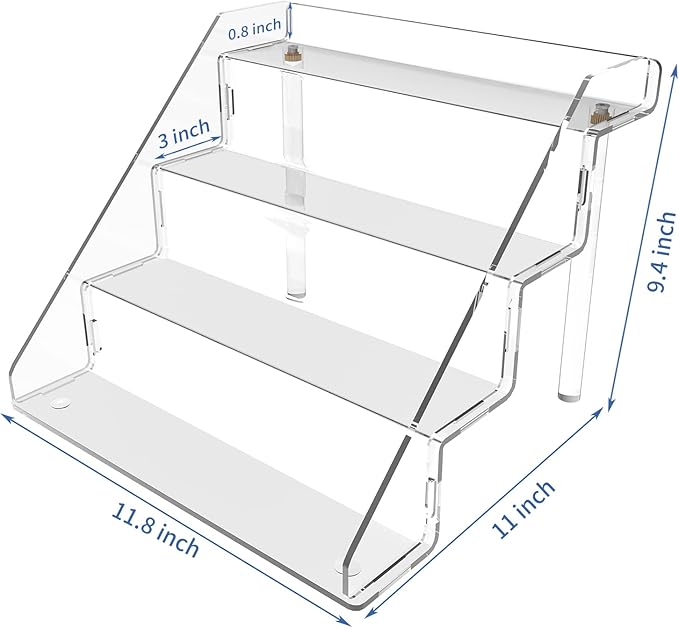 Acrylic Perfume Display Stands Set of 2, 4 Tiered Cupcake Stand, Acrylic Funko Pop Display Shelves for Perfume Organizer, Shot Glass, Figures Collections, Makeup, 11.8x11x9.4 inch