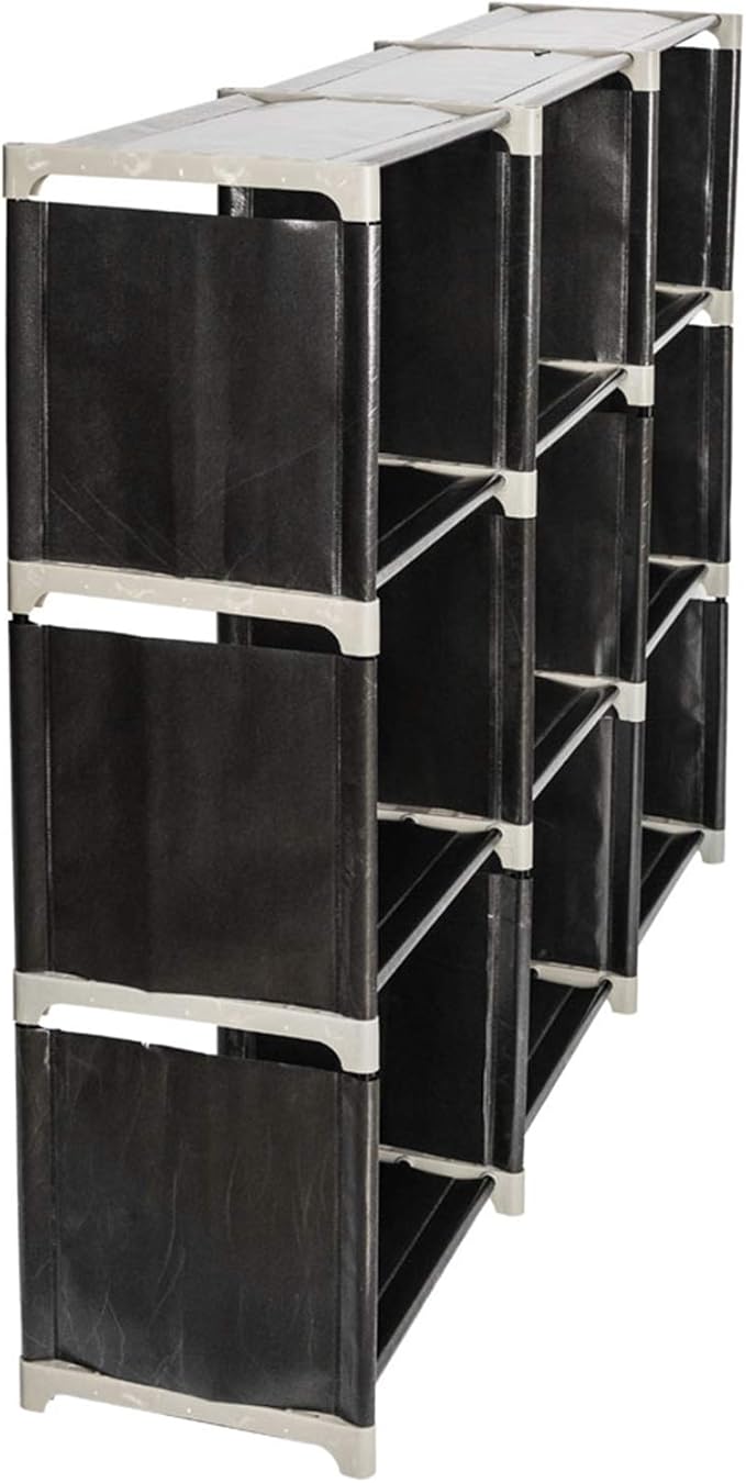 3-Tier 9-Cube Storage Shelf Organizer, Metal Tube and Non-Woven Fabric Storage Rack for Bathroom, Bedroom, or Living Room, Space-Saving & Easy to Assemble