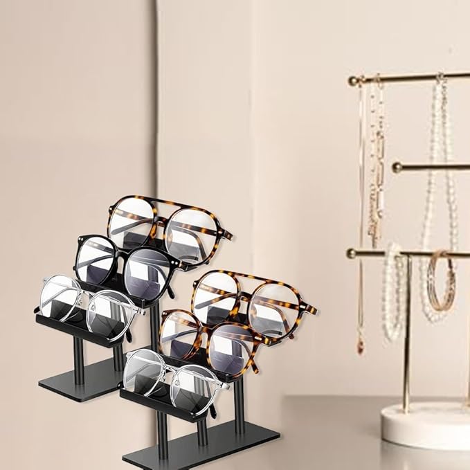 Set Of Two 3 Tier Acrylic Sunglasses Display Stands For Organized And Accessible Eyewear Storage Solutions(black)