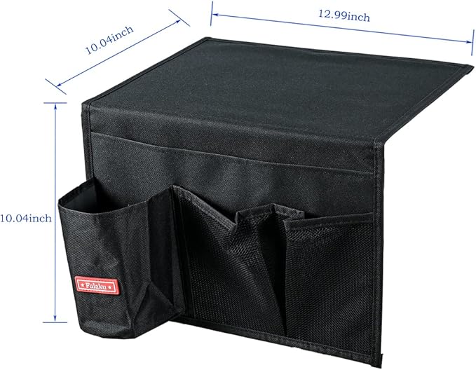 Bedside Caddy, 4 Pockets Bedside Organizer Caddy Under Mattress,Holds Water Bottles,Magazines,Books (Classic 4 Pockets-Black)