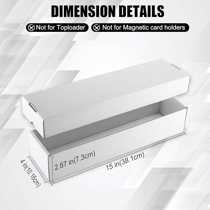 Trading Card Storage Box 6 Pack 1200 count with Lid, White Corrugated Cardboard Sports Card Storage Box for TCG/Magic/Mtg Storage and Collection, Horizontal