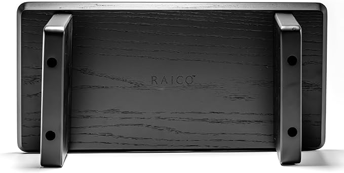 Raico Desk Cockpit Shelf Monitor Stand System Dual Screen Setup Wood Large Desk Accessory Organizer Unit (Black Wood, Small | 18.8 Inches)