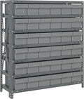 Quantum Storage Systems 2439-603GY Solid Heavy Duty 7 Shelves 36 Super Tuff Euro Gray Bins 39" H x 36" W x 24" D