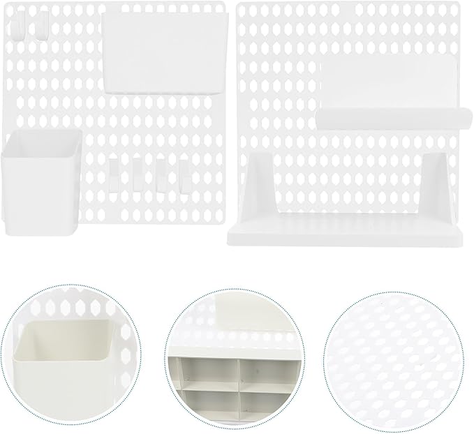 Wall Pegboard Storage Shelf White Plastic Organizer Rack for Hanging Wall Storage DIY Combination Holder for Keys Towels Toothbrushes Mini Pots