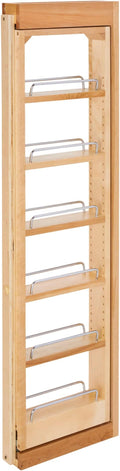 Rev-A-Shelf 3"W x 42"H Pull Out Quad Shelf Organizer for Wall & Base Kitchen Cabinets, Full Extension Filler Spice Rack, Adjustable, Wood, 432-WF42-3C