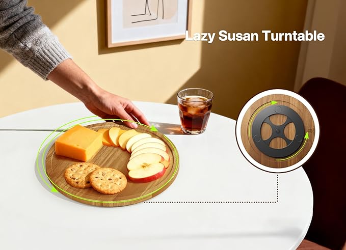 10" Acacia Wood Lazy Susan Turntable Organizer for Table Top, Round Wooden Lazy Susan Storage for Cabinet Countertop Pantry, Decorative Tray for Kitchen Bathroom Decor Coffee Bar Accessories