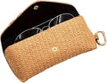 Glasses Case - Woven Straw Style Soft Box with Hook | Portable Eyewear Holder for Sunglasses, Reading Glasses, Contact Lens Accessories, Purse, Car, Desk, Nightstand, Drawer, Travel