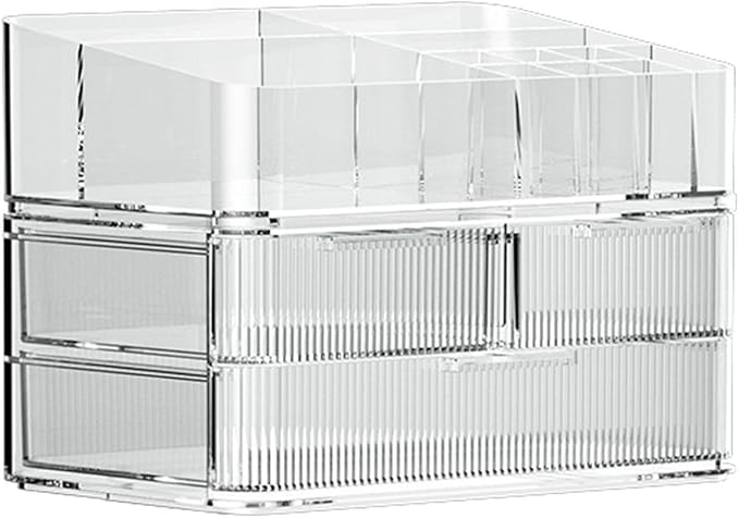 Fenteer Makeup Organizer Drawer Organizer Clear Large Capacity Cosmetic Display Case for Lipstick Cabinets