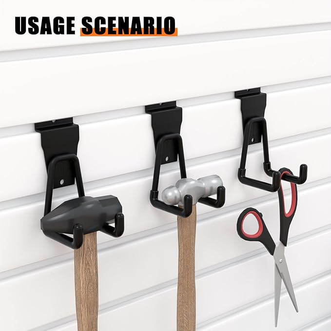 18PCS Black Slatwall Hooks, Garage Slatwall Accessories, Multi Size Slat Wall Accessory, Utility Hooks for Slatwall