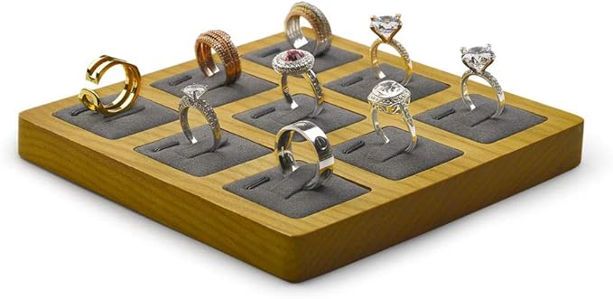 Jewelry Ring Display Tray Solid Wood Display Rings Stand Storage Jewelry Display Props Tray