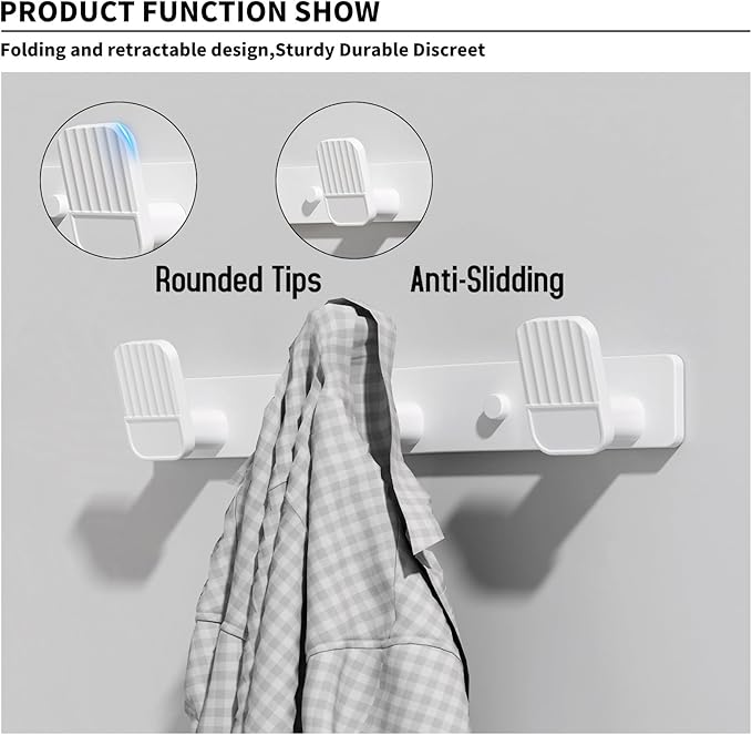 Coat Rack Wall Mount Coat Hooks - White Hook Rack with 3 Hooks Aluminum Wall Rack Hooks for Hanging Coat Hat Bag Towel Hanger Rustproof Coat Holder