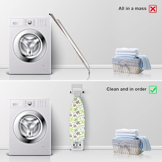 Ironing Board Hanger Wall Mount Ironing Board Holder Organizer Wall Rack for Laundry Rooms Storage Rack Hanging Shelf Hanger (White)