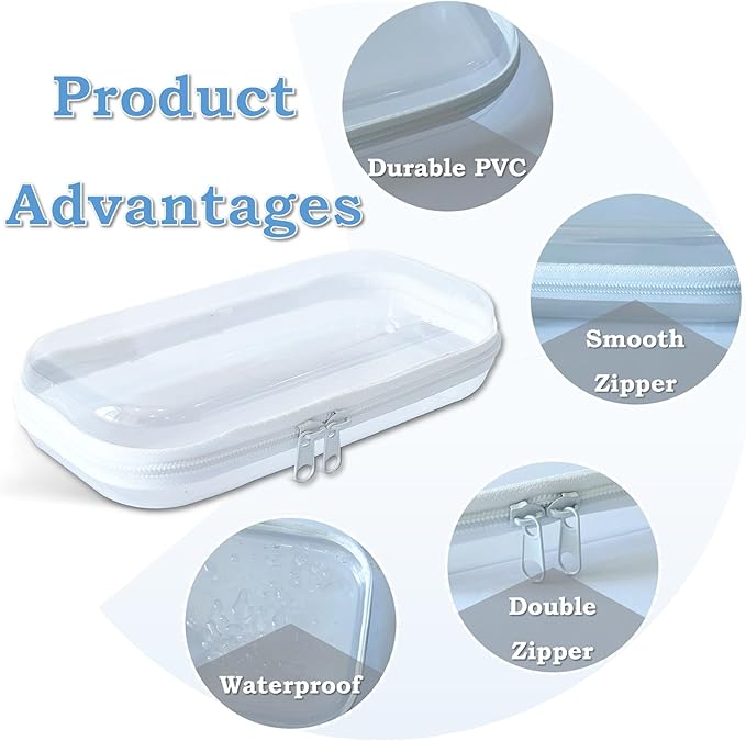 Clear Hard Zipper Case for Storage, Durable Clear Zipper Pouches, Hard Plastic Zippered Pouch for Snacks Toy Travel Organizer