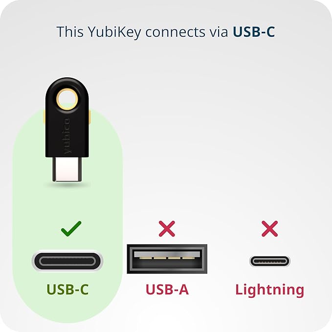 Yubico - YubiKey 5C - Multi-Factor authentication (MFA) Security Key and passkey, Connect via USB-C, FIDO Certified - Protect Your Online Accounts