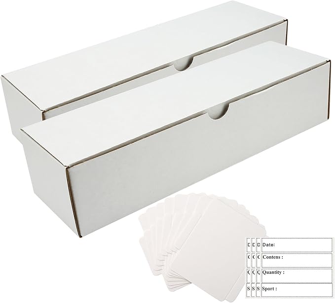 Trading Card Storage Box,2-Pack-1600 Count Corrugated Cardboard Box With PKMN/Mtg/Magic/TCG Storage and Collection,Labels For PKMN Card Storage Box (White, 2-Pack)