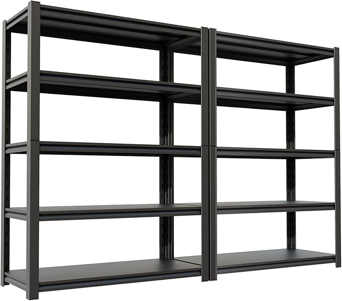 72''H Garage Shelving Heavy Duty,2800LBS Storage Shelves,5-Tier Adjustable Metal Shelve Storage Shelf Rack, Industrial Shelving Unit for Garage, Warehouse, Basement (47" W x 19.7" D x 72" H) 2PC
