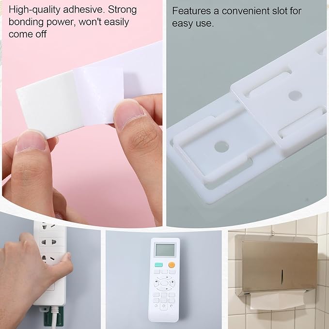 Self Adhesive Power Strip Holder, 6 PCS Power Strip Holder Wall Mount Adhesive Punch-Free Socket Holder Desktop Socket Fixer Wall Mount Cable Management for Kitchen Home Office