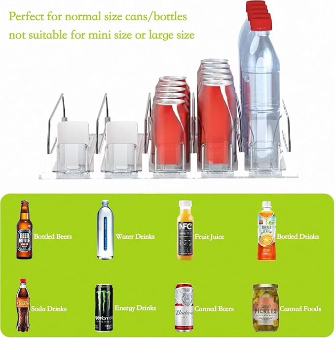 Drink Organizer for Fridge,Self Pushing Fridge Drink Organizer,Automatic Drink Dispenser for Fridge-Holds up to 30 Cans