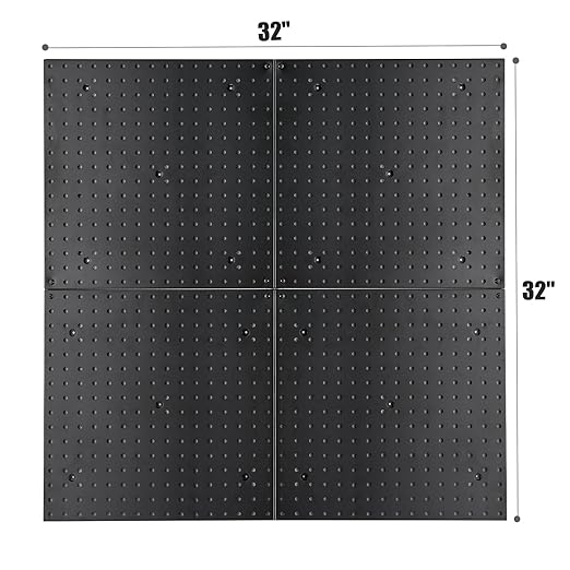 Pegboard Smith 16x16 inch Wall Tool Organizer Pegboard Panels, Black Metal Pegboard for Tool Storage, Workbench Tools Organization Peg Board(4 PCS, Black)