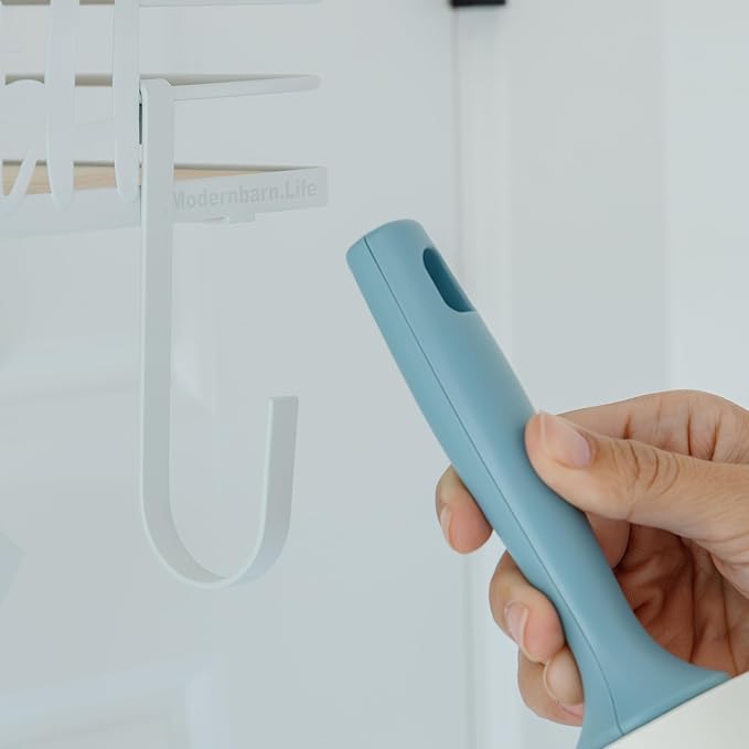 Farmhouse Ironing Board Hanger Wall Mount or Over the Door - Universal Laundry Room Ironing Board Holder Caddy with Iron Holder Shelf - Adjustable Hooks to Hold Ironing Boards Large & Small - White