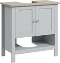 Kleankin Pedestal Sink Storage Cabinet, Under Sink Bathroom Vanity with Adjustable Shelf and Open Bottom Shelf, Gray