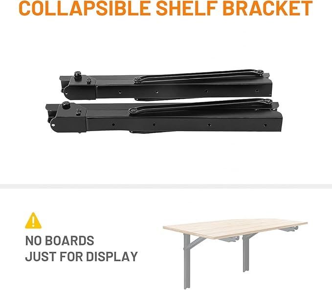 Wallmaster 24inch Folding Shelf Brackets Garage Heavy Duty Steel Max Load 500lb Floating Wall Mounted Collapsible Shelf Bracket Space Saving (Pack of 4, No Board)