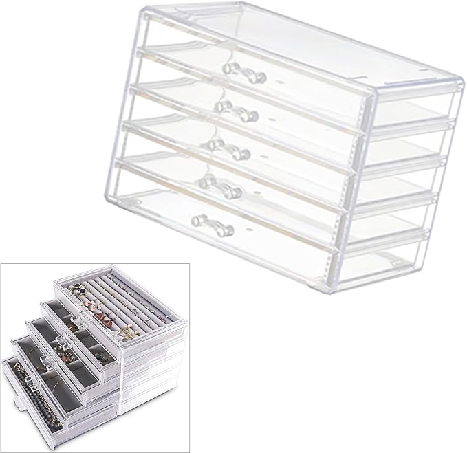 Space Saving Acrylic Cosmetic Storage Drawers Multi Drawers Acrylic Organizer Modern Jewelry Organizer for Organizing Cosmetics and Jewelry