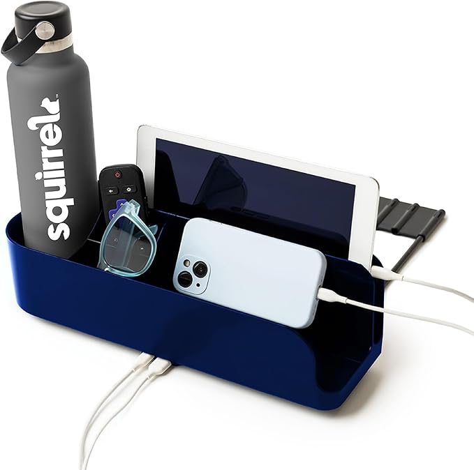 Squirrel-Bedside Perch, Floating Organizer with USB-C & A Charging Ports, Sturdy, Easy to assemble, Bedside Caddy, Christmas Gifting for teens, Gifts for college freshman, Dorm room gifts, Blue