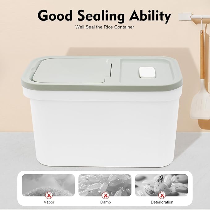 Large Storage Container 22lbs Rice Dispenser Large Rice Cereal Storage Flour Container, Rice Dispenser, Airtight Container For Food