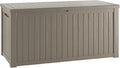 150 Gallon Resin Deck Box, Waterproof Outdoor Storage Box for Patio Furniture, Garden Tools, and Pool Accessories, Lockable UV-Resistant Storage Bin Bench Cabinet for Outside, Grey
