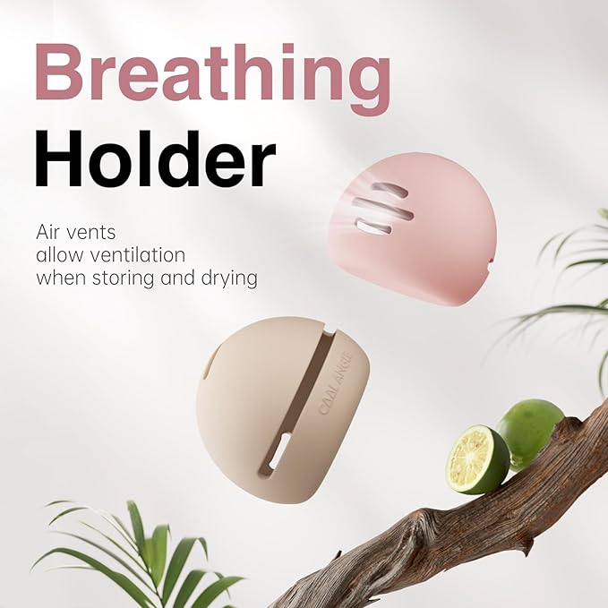 Makeup Sponge Holder Silicone Beauty Sponge Holder Makeup Blender Case for Travel 2 in 1 Stand Storage For Quick Drying Khaki