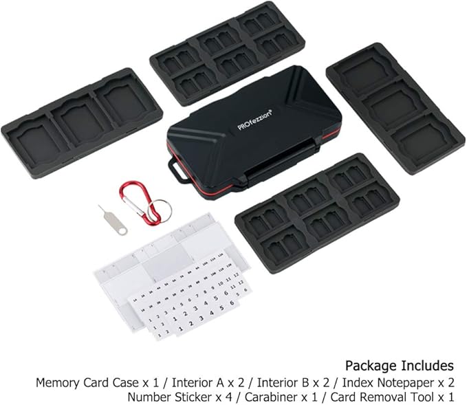 PROfezzion 48 Slots Weatherproof Memory Card Carrying Case Holder for CFexpress Type B, XQD, CF, Cfast, CompactFlash, CF Express Type-B, SD & MicroSD Cards (Not for CFexpress Type-A Card)