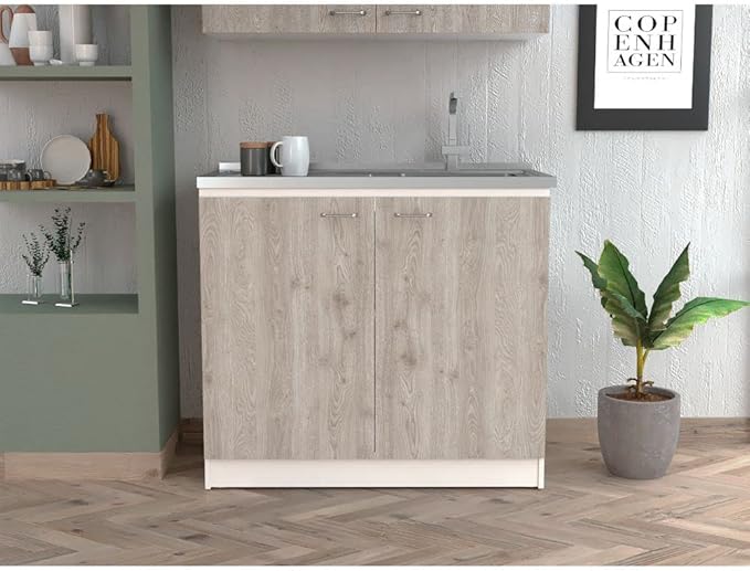 Tuhome Napoles Laundry Sink, Utility Sink with Stainless Steel Integrated Sink, Cabinet and Pull-Out Faucet Cabinet Combo for Laundry Room, Utility Room, Bathroom and Kitchen