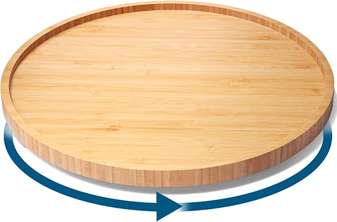 Lazy Susan Organizer for Kitchen,Bamboo Turntable for Cabinet,Pantry,Vanity,Large（Natural）
