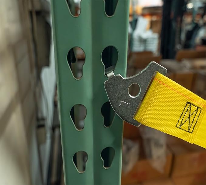 Mytee Products 2"x110.5" Pallet Rack Safety Straps for 9 ft Pallet Bays - 2400 lbs Breaking Strength Rack Safety Straps for Holding Pallets in Place - Warehouse Storage Shelving Accessories