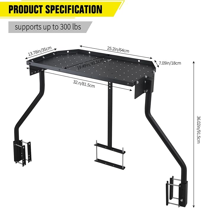 Trailer Tray RV Generator Mount, Front Mount Cargo Carrier & Storage Rack for Travel, A-Frame Mounted Tray (Black)