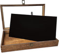 MOOCA Glass Top Wooden Jewelry Display Case with Removable Black Luxurious Velvet Jewelry Display Pad, Deeper 2.75-Inch Design for Taller Collectibles, Brown Color
