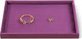 Velvet Stackable Jewelry Display Flat Tray For Ring Earring Necklace Bracelet, Bangle Pendant Storage Blank Plate, Shop Countertop Jewelry Dish Organizer (Purple)