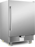 Outdoor Beverage Refrigerator 24 Inch Wide, Stainless Steel Beverage Fridge 180 Cans for Undercounter Built-in or Freestanding, for Home and Patio, Water Proof, Fast Cooling, Low Noise, 37-65 °F