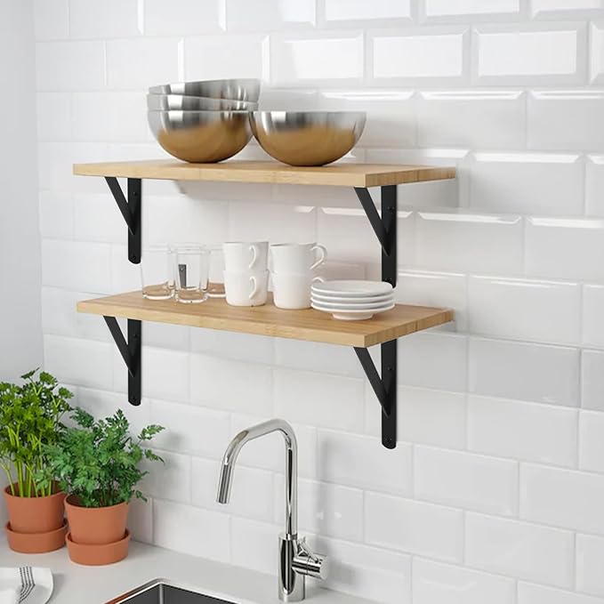 12 Pack L12 x H 8" Black Heavy Duty Shelf Brackets with Screws Metal Shelf Brackets Shelf Support Angle Brackets for Shelves L Brackets Heavy Duty Floating Shelf DIY