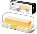 Butter Dish with Lid for Countertop and Refrigerator Door Shelf, Airtight Butter Keeper Container, Locking Butter Holder for East/West Coast Butter, BPA-free, Microwave/Dishwasher Safe
