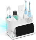 Toothbrush Holders, Toothbrush Caddy with Front Ledge and Cord Slots, Detachable Tooth Brush Holder for Bathroom Countertop, Shower, Vanity, Large Capacity 6 Slots Marble Bathroom Accessories